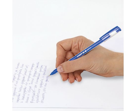 Масляная шариковая ручка STAFF Basic OBP-312, синяя, корпус ассорти, узел 0.7 мм линия 0.35 мм 143012 – изображение 12