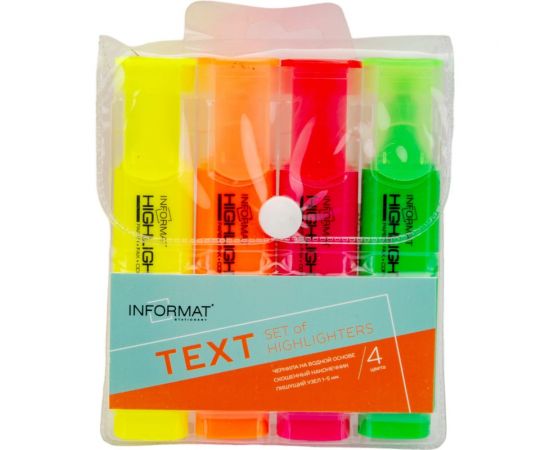 Набор текстовых маркеров INFORMAT FLASH 1-4 мм, ассорти, скошенный, 4 цвета FMSH01-4 – изображение 2