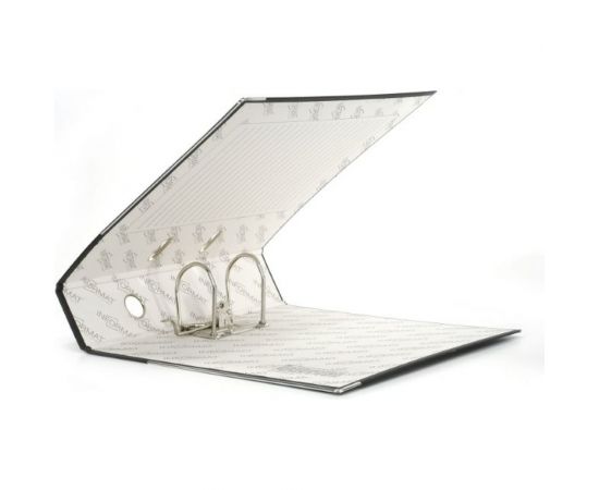 Папка-регистратор INFORMAT 75 мм, цвет черный, картон, металлическая окантовка, собранная OP9080K – изображение 2