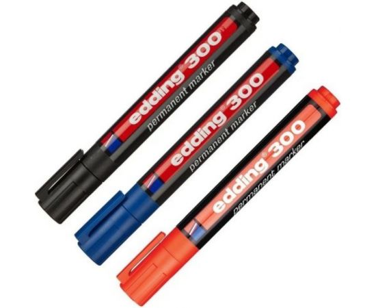 Перманентный маркер Edding черный, 1.5-3 мм, круглый наконечник, блистер E-300#1-B#1 – изображение 2