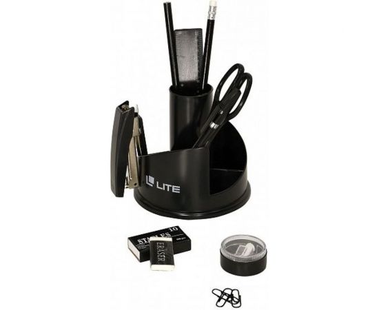 Настольный набор LITE СТЕЛЛА вращающийся, 12 предметов, черный, пластик DOL01-12/Bk – изображение 2