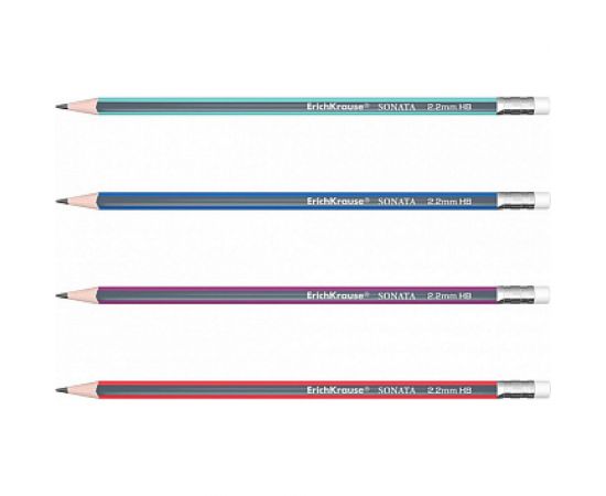 Трехгранный чернографитный карандаш ErichKrause Sonata с ластиком HB 45618 – изображение 2