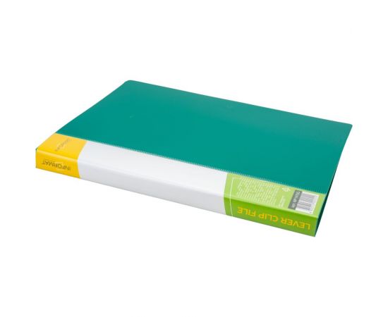 Папка с прижимами INFORMAT А4 1 прижим зеленый пластик 750 мкм карман NP1475G – изображение 2