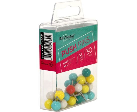 Силовые кнопки INFORMAT 30 шт с круглой головкой, комбинированные ассорти пластиковая упаковка KKGC-30P – изображение 2