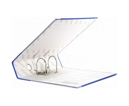 Папка-регистратор INFORMAT 75 мм, цвет синий, картон, металлическая окантовка, собранная OP9080B – изображение 2