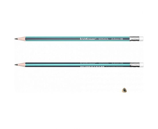 Трехгранный чернографитный карандаш ErichKrause Sonata с ластиком HB 45618 – изображение 3