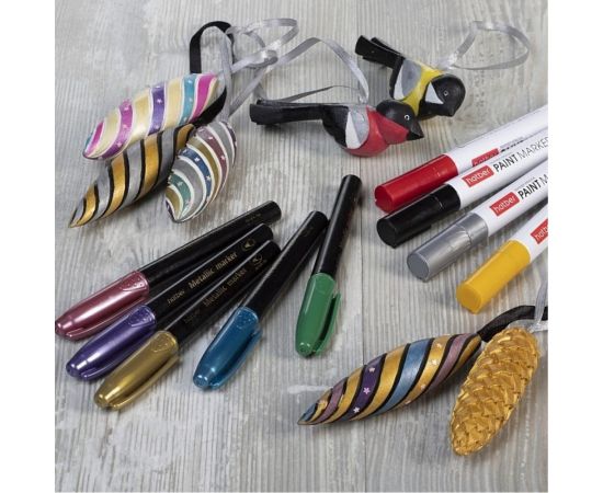 Маркер-краска Hatber металлический корпус, закругленный пишущий узел 12 шт 040912 – изображение 3