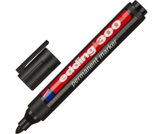 Перманентный маркер Edding черный, 1.5-3 мм, круглый наконечник, блистер E-300#1-B#1 – изображение 3