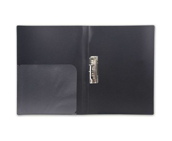 Папка с прижимами INFORMAT А4 1 прижим черный пластик 550 мкм карман NP1455Bk – изображение 3