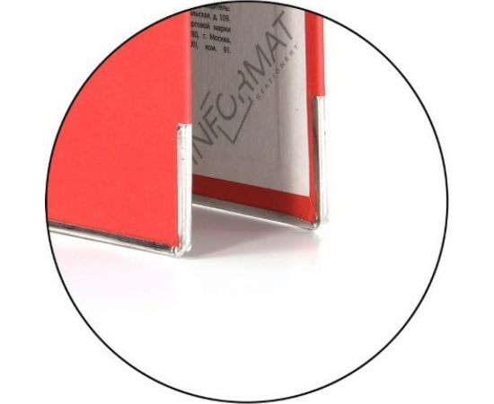 Папка-регистратор INFORMAT 55 мм, красная, металлическая окантовка, собранная OP9050R – изображение 3