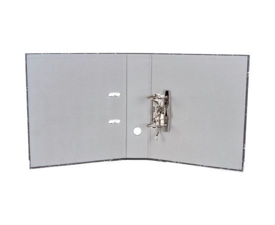 Папка-регистратор LITE 75 мм мрамор черный металлическая окантовка съемный механизм разобранная KP9575E – изображение 4