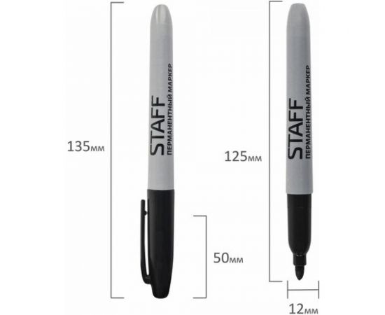 STAFF Маркер перманентный нестираемый EVERYDAY,ЧЕРНЫЙ,эргономич. корпус,круглый након. 2мм, 151233 – изображение 6