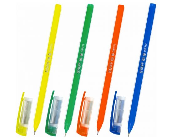 Масляная шариковая ручка STAFF Basic OBP-312, синяя, корпус ассорти, узел 0.7 мм линия 0.35 мм 143012 – изображение 6