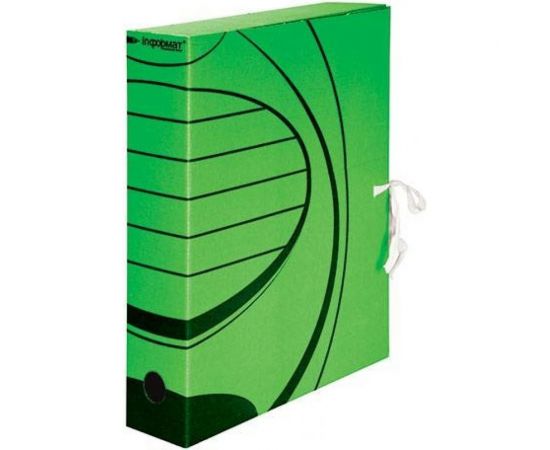 Разобранный архивный короб INFORMAT 260х320х75 мм А4 зеленый микрогофрокартон RB91-75G 