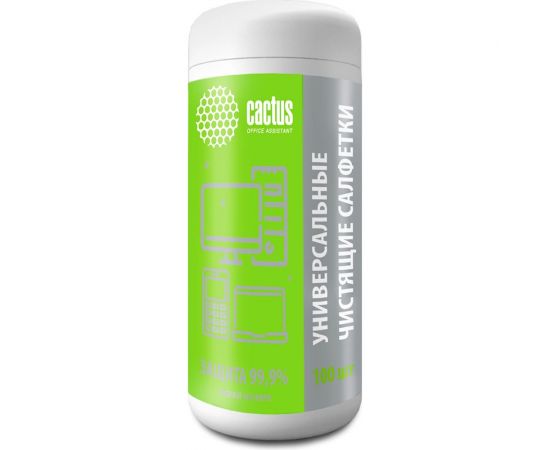 Универсальные антибактериальные влажные салфетки Cactus спиртовые, 100 листов CS-ASC100 1384698 