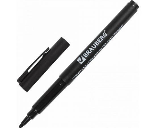 Маркер 10 шт в упаковке BRAUBERG перманентный нестираемый "CLASSICLine" ЧЕРНЫЙкорп.тонкийнаконечник1мм 150296 