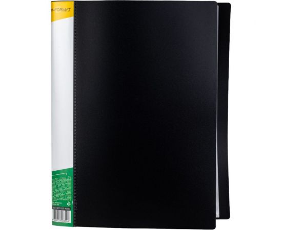 Папка INFORMAT с файлами, А4, 40 файлов, черная, пластик, 600 мкм, карман NP0155-40Bk 