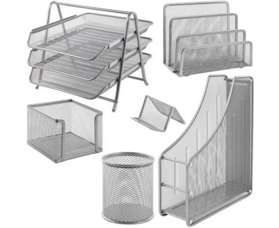 Настольный набор BRAUBERG Germanium 6 предметов, серебро, металл 237986 