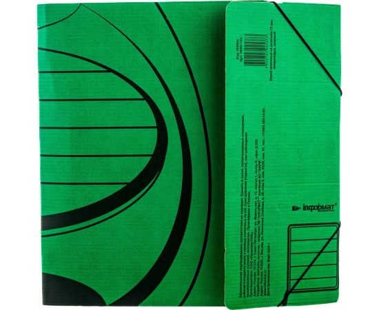 Папка INFORMAT с резинкой А4 75 мм зеленый микрогофрокартон RB66-75G 