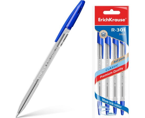 Шариковая ручка ErichKrause R-301 Classic Stick 1.0, синий 22032 