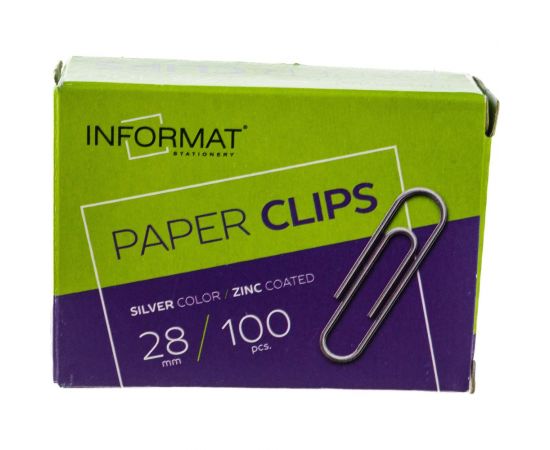 Оцинкованные скрепки INFORMAT серебро 100 шт 28 мм PCZ28-100 