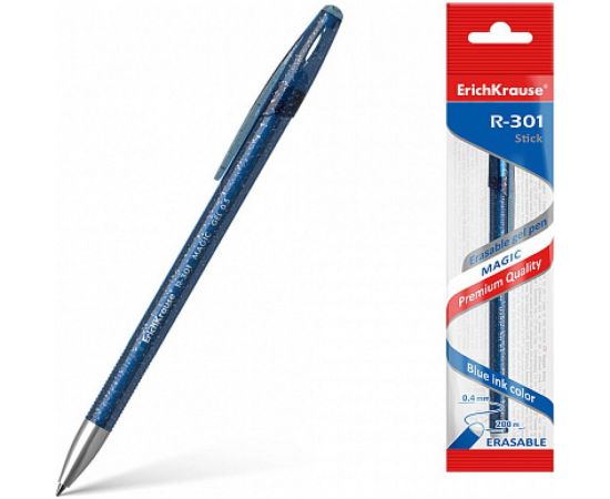 Гелиевая ручка ErichKrause R-301 Magic Gel со стираемыми чернилами 0.5 синий в пакете по 1 шт 45212 