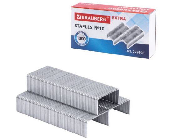 Скобы для степлера BRAUBERG цинковое покрытие №10 1000 штук EXTRA до 20 листов 229298 