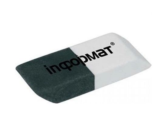 Комбинированный скошенный ластик INFORMAT БИЗНЕС каучук 53х19х9 мм серо-белый ERWGC 