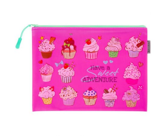 Папка для тетрадей BRAUBERG Cupcakes A5, водонепроницаемая молния, 25х20 см 229260 