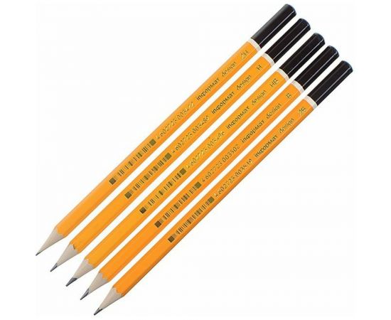 Набор чернографитных карандашей INFORMAT DESIGN 6 шт в упаковке 2В-2Н заточенные шестигранные PPNBY06 – изображение 2