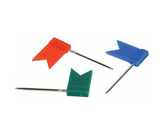 Канцелярские кнопки INFORMAT 30 шт флажки металл ассорти пластиковая упаковка KFC-30P – изображение 2