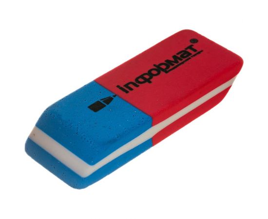 Комбинированный скошенный ластик INFORMAT каучук 53х19х9 мм красно-синий ERRBO – изображение 2