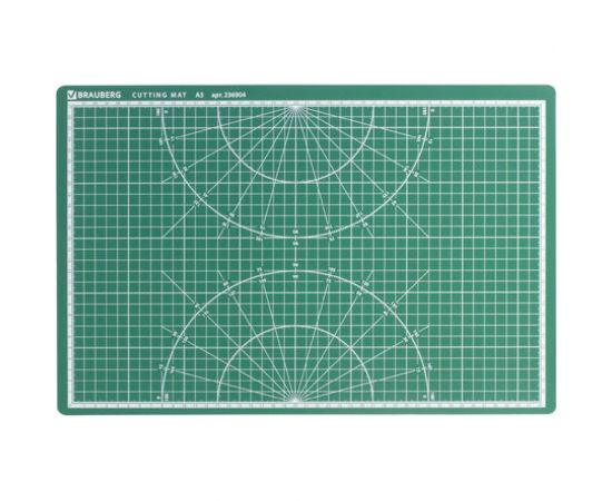 Мат для резки BRAUBERG трехслойный, А3 450х300 мм, двусторонний, толщина 3 мм, зеленый 236904 – изображение 2