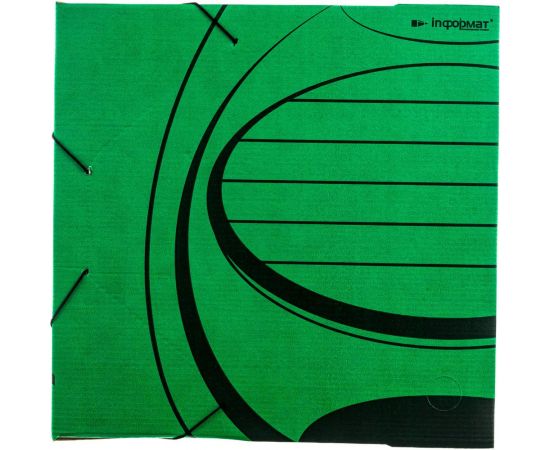 Папка INFORMAT с резинкой А4 75 мм зеленый микрогофрокартон RB66-75G – изображение 2