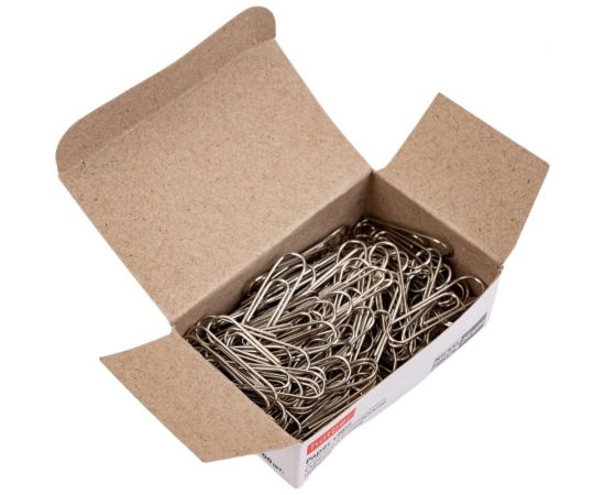 Канцелярские скрепки Hatber никелированные круглые 28мм, 100 шт 10 шт 040768 – изображение 2