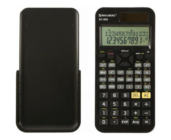 Двухстрочный инженерный калькулятор BRAUBERG SC-850 240 функций, 10+2 разрядов, двойное питание, черный 250525 – изображение 3