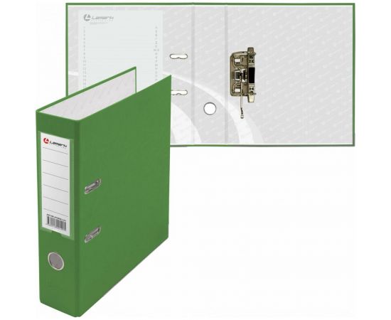 Папка-регистратор Lamark PP, 80 мм, светло-зеленый, метал. окантовка, карман, собранная, 30 шт AF0600-LG1 – изображение 3