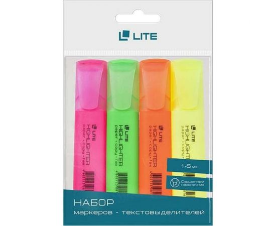 Набор маркеров-текстовыделителей LITE 1-4 мм 4 цвета, ассорти, скошенный FML01-4 – изображение 3