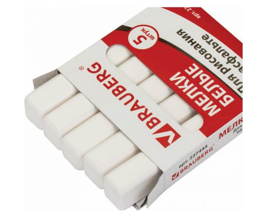 Мел 40 шт в упаковке BRAUBERG белый НАБОР 5 шт. для рисования на асфальте квадратный 227444 – изображение 3