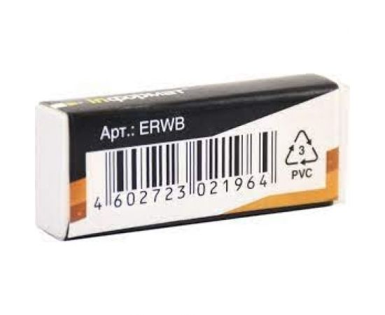 Прямоугольный ластик INFORMAT КОМФОРТ каучук 53х19х9 мм белый картонный держатель индивидуальная упаковка ERWB – изображение 3