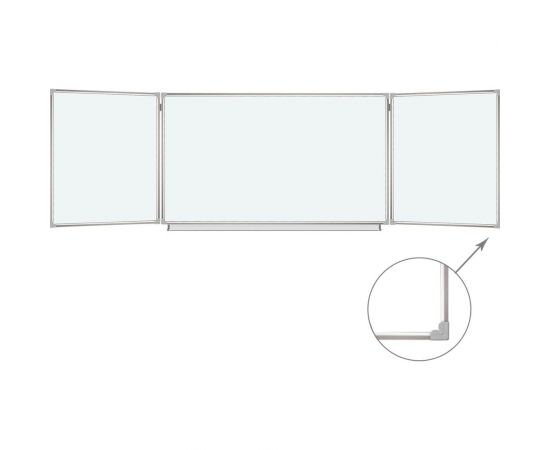 Магнитно-маркерная доска, 100x150/300 см, 3-х элементная, 5 рабочих поверхностей, белая, BRAUBERG 231708 – изображение 3