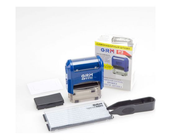 Самонаборный штамп GRM 4911 P3 Typo 3 строки 38х14 мм 1 касса 6005 упаковка эконом 120200080 – изображение 4