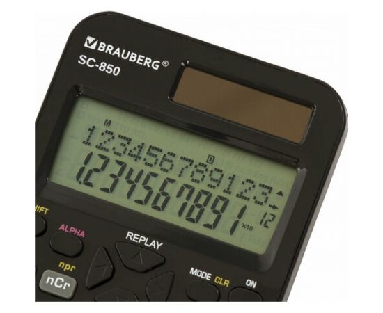 Двухстрочный инженерный калькулятор BRAUBERG SC-850 240 функций, 10+2 разрядов, двойное питание, черный 250525 – изображение 4