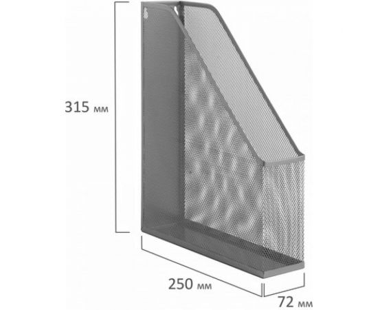 Вертикальный металлический лоток для бумаг BRAUBERG Germanium 250х72х315 мм, серебряный 231949 – изображение 4