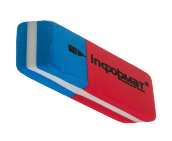 Комбинированный скошенный ластик INFORMAT каучук 53х19х9 мм красно-синий ERRBO – изображение 4