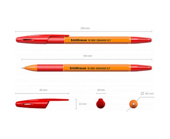 Шариковая ручка ErichKrause R-301 Orange Stick Grip 0.7, красный 43189 – изображение 4