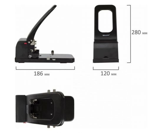Дырокол BRAUBERG металлический МОЩНЫЙ ""Heavy duty"", до 100 листов, черный, 226869 – изображение 4