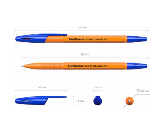 Шариковая ручка ErichKrause R-301 Orange Stick 0.7, синий в пакете по 3 шт 42743 – изображение 4