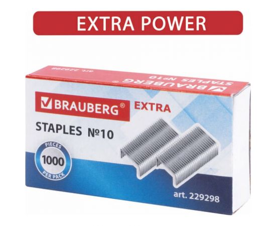 Скобы для степлера BRAUBERG цинковое покрытие №10 1000 штук EXTRA до 20 листов 229298 – изображение 4