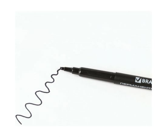 Маркер 10 шт в упаковке BRAUBERG перманентный нестираемый "CLASSICLine" ЧЕРНЫЙкорп.тонкийнаконечник1мм 150296 – изображение 5